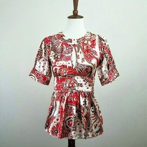 BCBGMaxAzria Paisley Keyhole Top